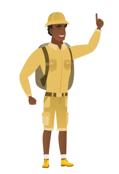 Voyageur africain pointant avec son index . — Image vectorielle