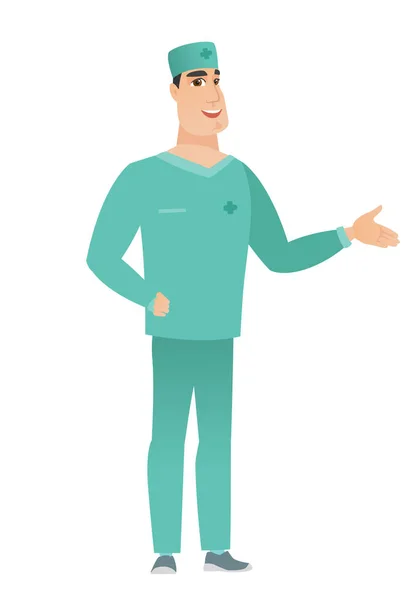 Médecin caucasien avec la main dans sa poche . — Image vectorielle