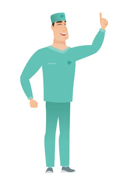Médecin caucasien pointant avec son index — Image vectorielle