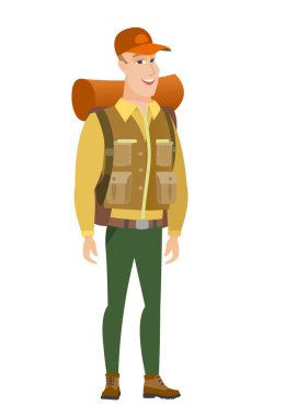 Genç Beyaz mutlu traveler.