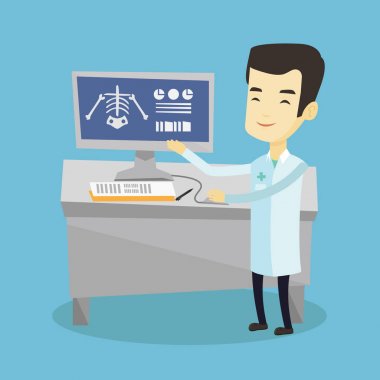 Doktor muayene grafisi vektör çizim.