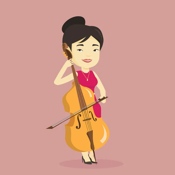 Жінка грає на віолончелі Векторні ілюстрації . — стоковий вектор