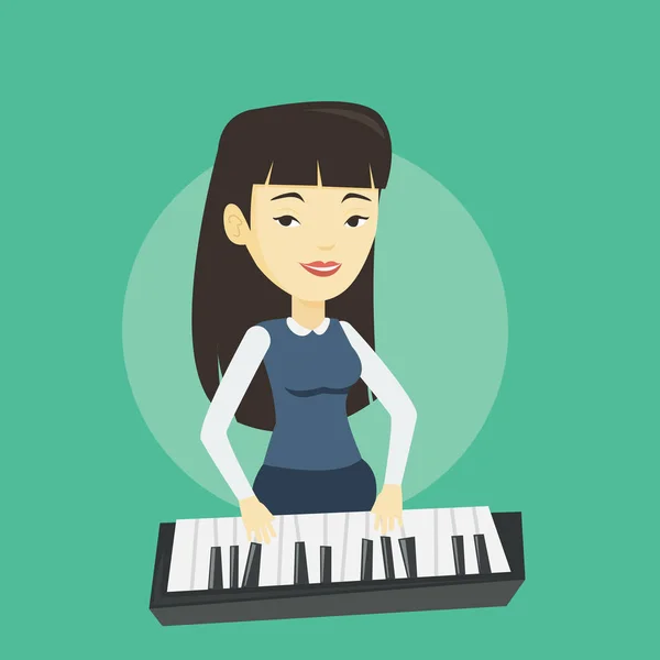 Kvinna som spelar piano vektor illustration. — Stock vektor