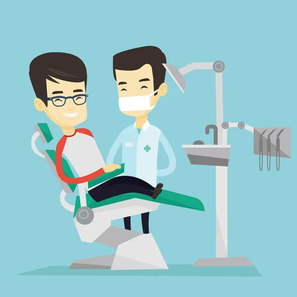 Пацієнт і лікар в стоматологічному кабінеті . — стоковий вектор