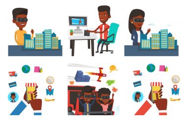 Vektör modern teknolojiler kullanarak halkı ayarla.