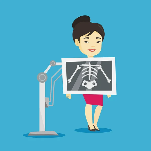 Patient during x ray procedure vector illustration — Stock Vector