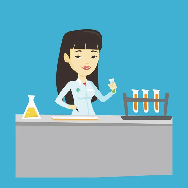 Laboratorium assistent werken vectorillustratie. — Stockvector