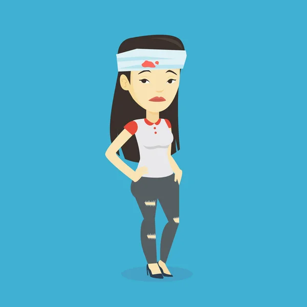 Woman with injured head vector illustration. — Stock Vector