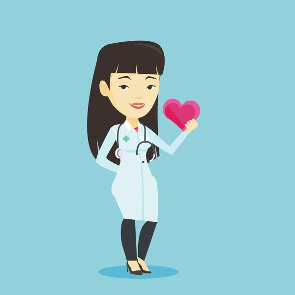 Médecin cardiologue tenant le cœur . — Image vectorielle