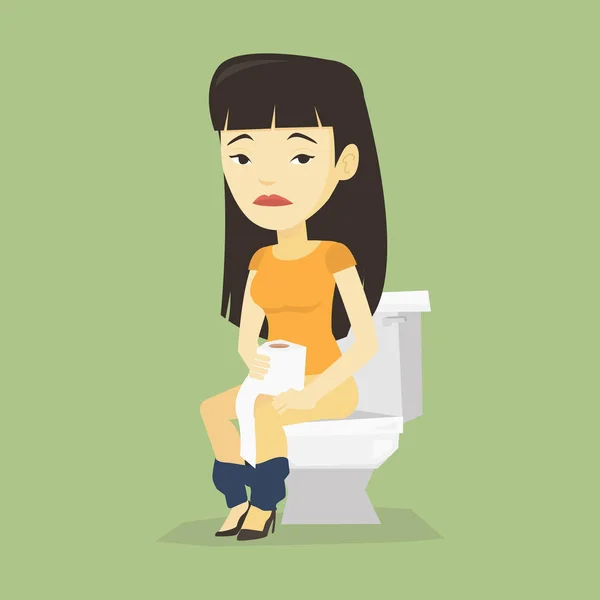 Femme souffrant de diarrhée ou de constipation . — Image vectorielle