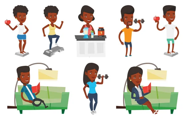 Vector set of people during leisure activity. — Stock Vector