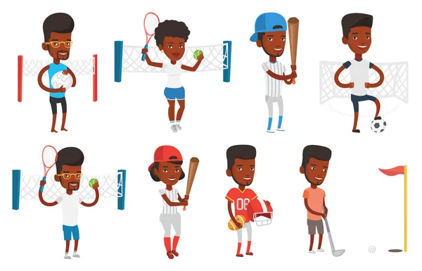 Conjunto vectorial de personajes deportivos . — Archivo Imágenes Vectoriales