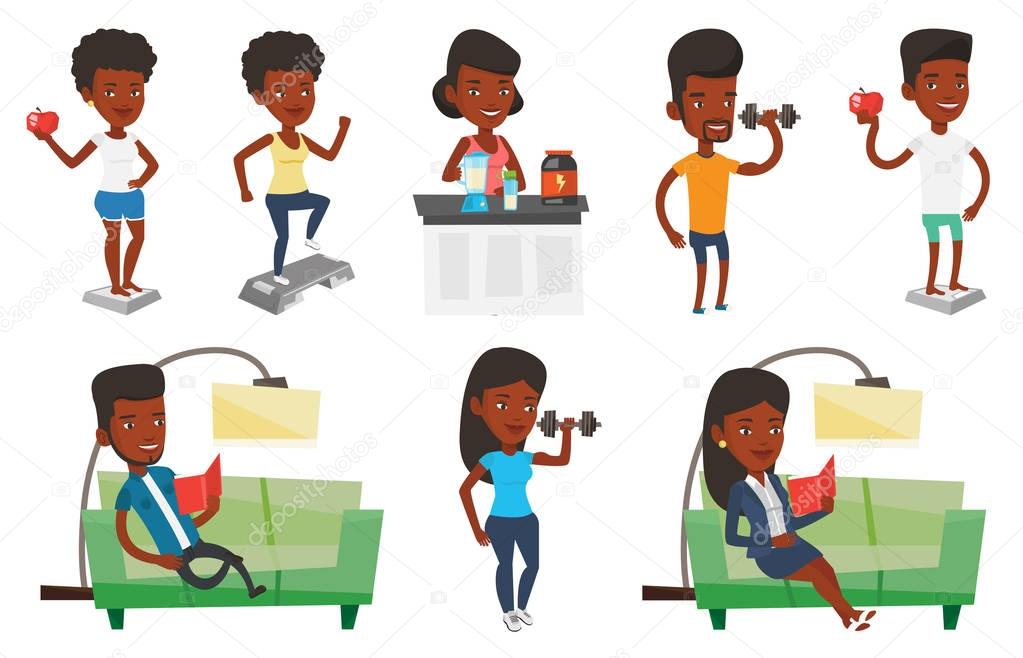 Vector set of people during leisure activity.