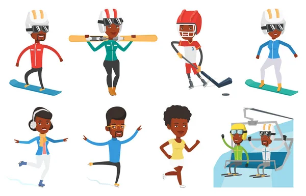 Conjunto vectorial de personajes deportivos . — Vector de stock