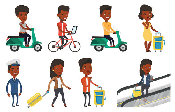 Transportation vector set with people traveling.