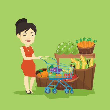 Müşteri alışveriş sepeti vektör çizim ile.