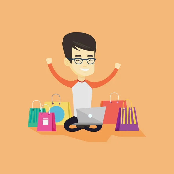 Homem compras online vetor ilustração . —  Vetores de Stock