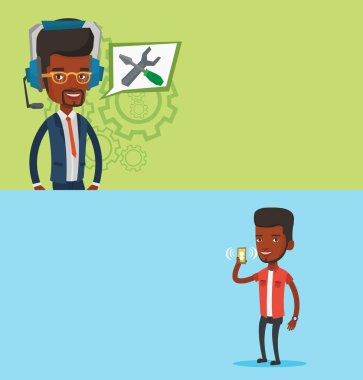 Metin için yer ile iki teknoloji afiş.