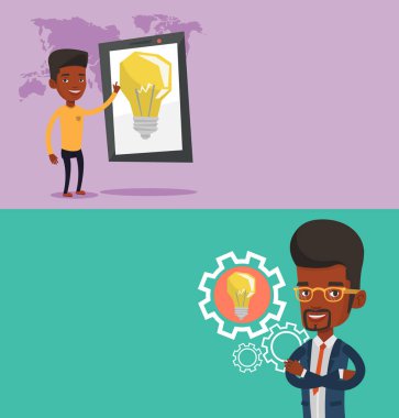 Metin için yer ile iki teknoloji afiş.