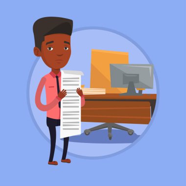 Uzun bill vektör çizim tutan işadamı.