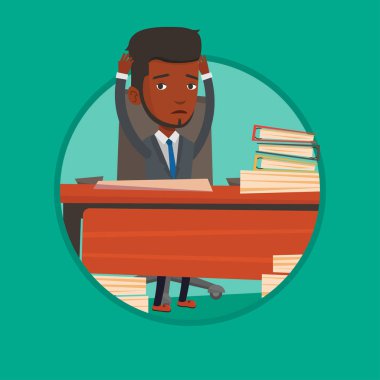 Office vektör çizim içinde oturan umutsuzluk adam.