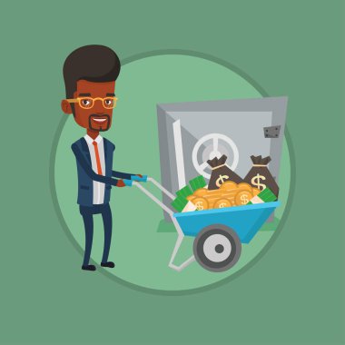 Bankada kasada para yatırmak işadamı.