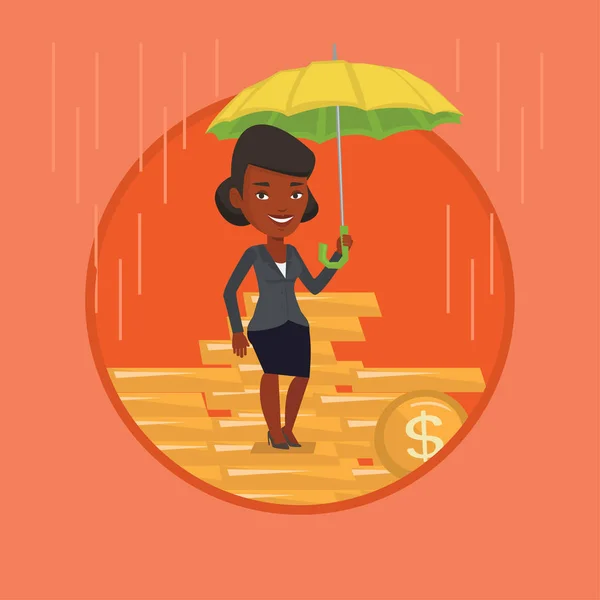 Üzleti nő biztosítási ügynök esernyő. — Stock Vector