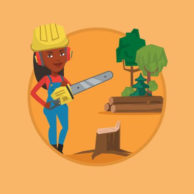 Oduncu chainsaw vektör çizim ile.