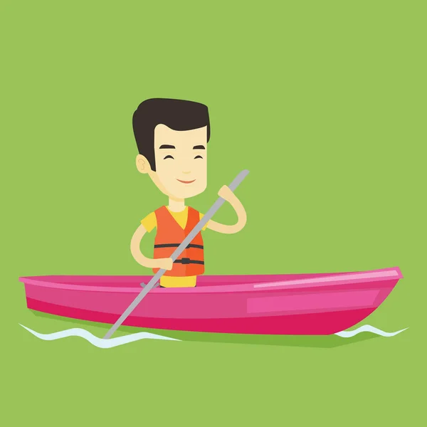 Homme chevauchant en illustration vectorielle de kayak . — Image vectorielle