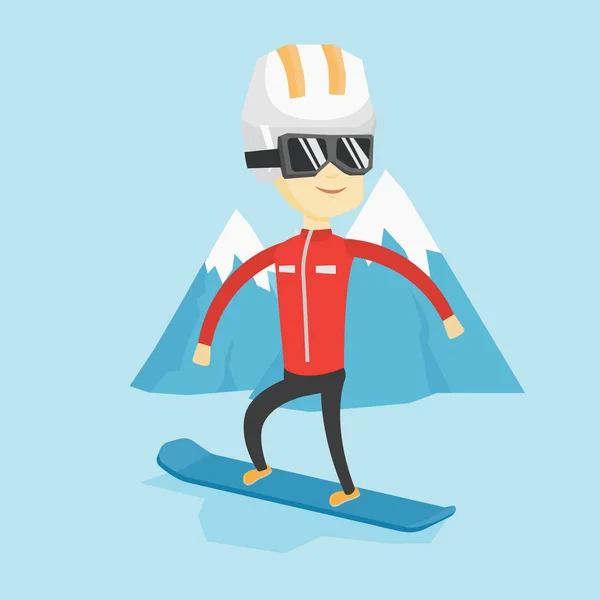 Ung man snowboard vektor illustration. — Stock vektor