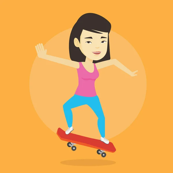 Frau reitet Skateboard Vektor Illustration. — Stockvektor