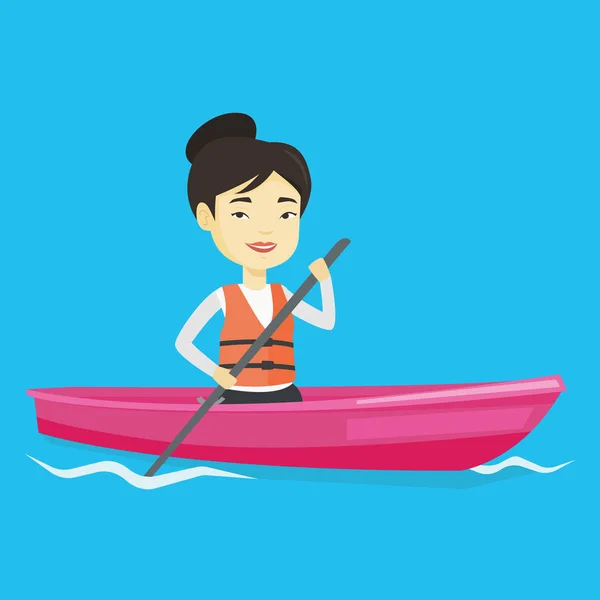 Deportiva montando en kayak vector ilustración . — Vector de stock