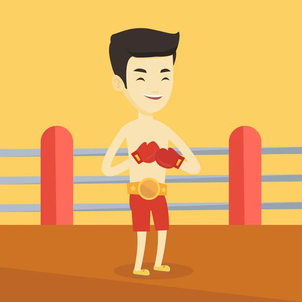 Confident boxer in the ring vector illustration. — Stock Vector