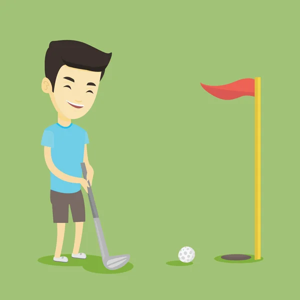 Golfspelare på bollen vektor illustration. — Stock vektor