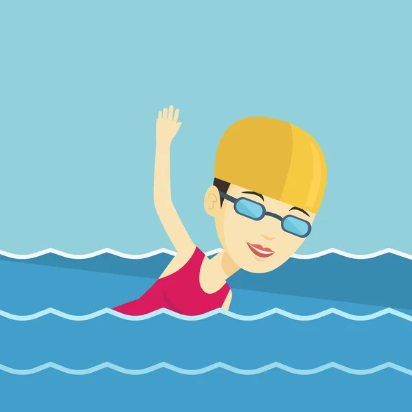 Frau schwimmt Vektor Illustration. — Stockvektor