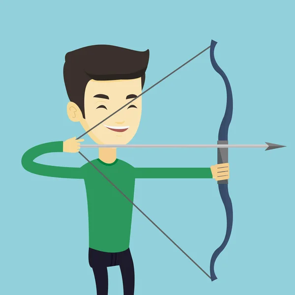 Archer training with the bow vector illustration. — Stock Vector