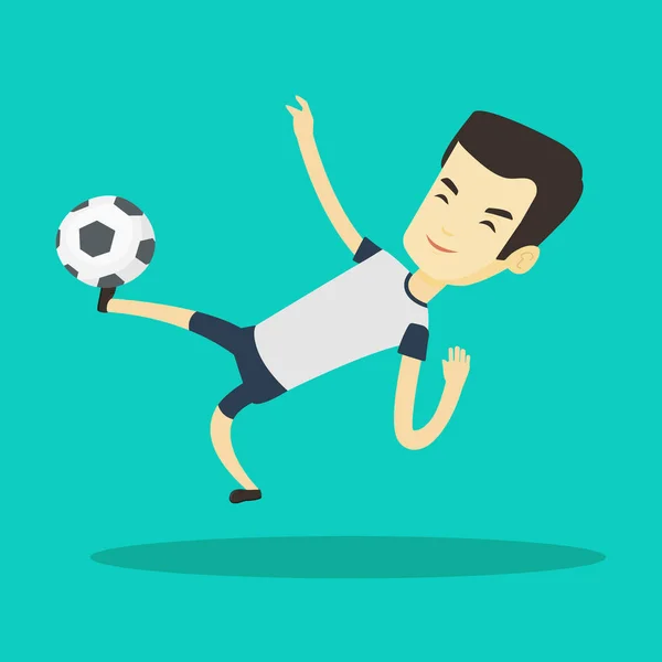 Soccer player kicking ball vector illustration.