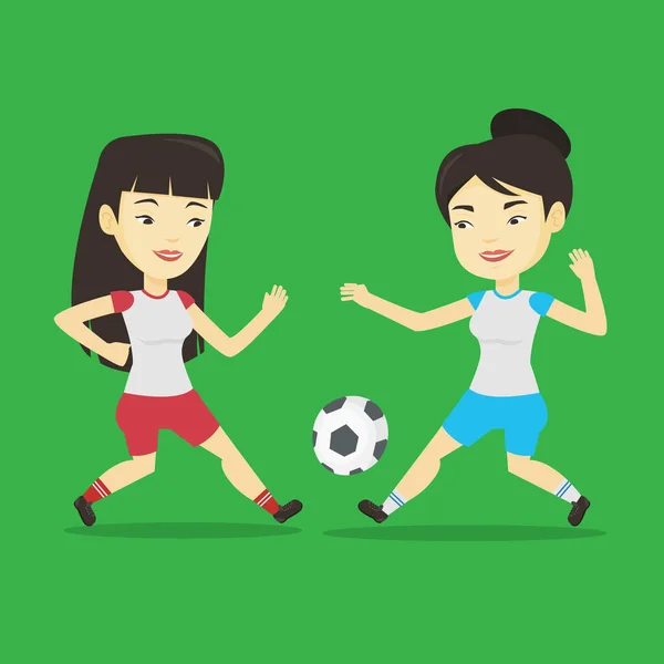 Dos futbolistas peleando por el balón . — Vector de stock