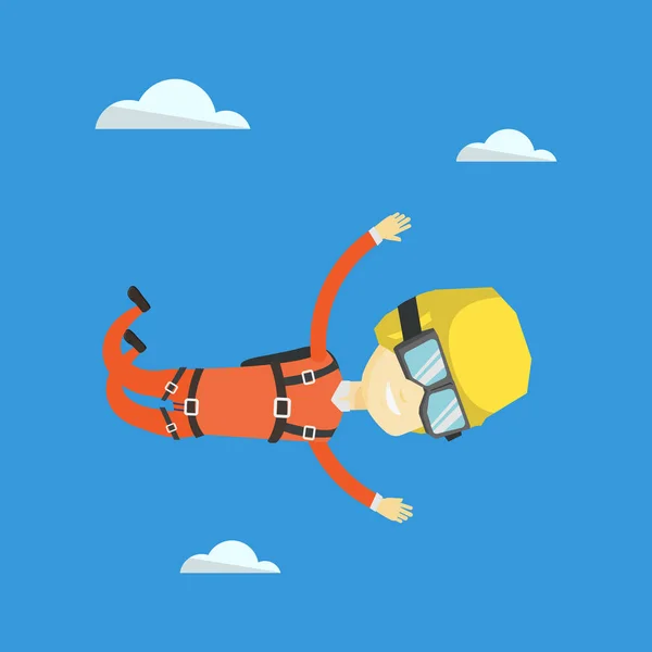 Paracadutista asiatico che salta con paracadute . — Vettoriale Stock