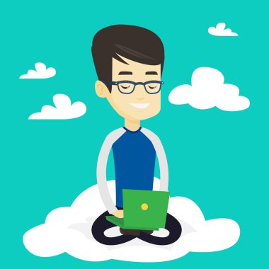 Bulut bilgisayar teknolojisi kullanan adam.