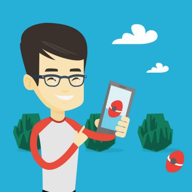 smartphone aksiyon oyunu oynayan adam.
