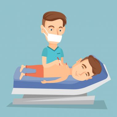 Akupunktur Uzmanı Doktor yapma akupunktur tedavisi.