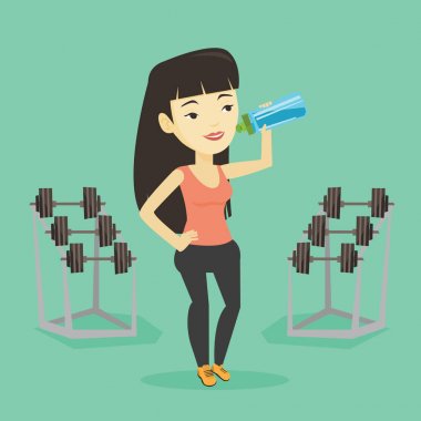 Sportif kadın içme suyu vektör çizim.