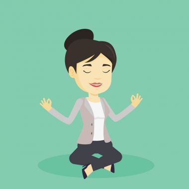 İş kadını Lotus bulunduğu meditasyon.