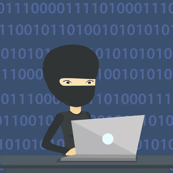 Hacker usando laptop para roubar informações . —  Vetores de Stock