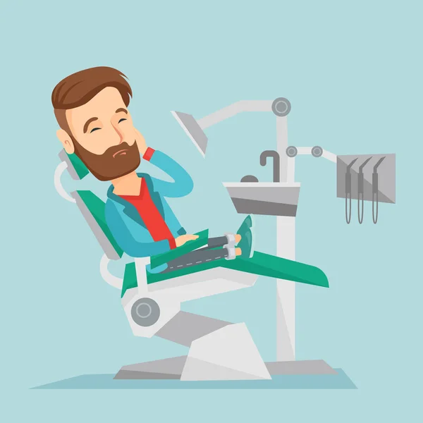दंत खुर्ची वेक्टर स्पष्टीकरण ग्रस्त माणूस . — स्टॉक व्हेक्टर
