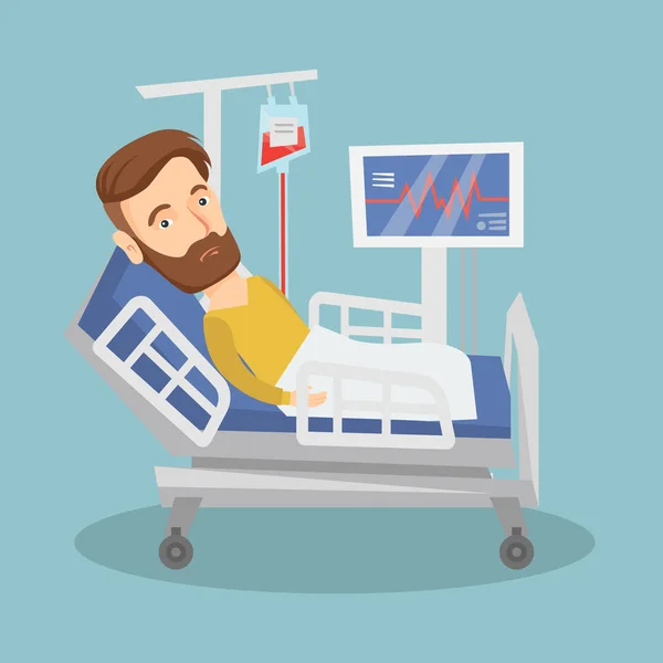 Man lying in hospital bed vector illustration. — Stock Vector