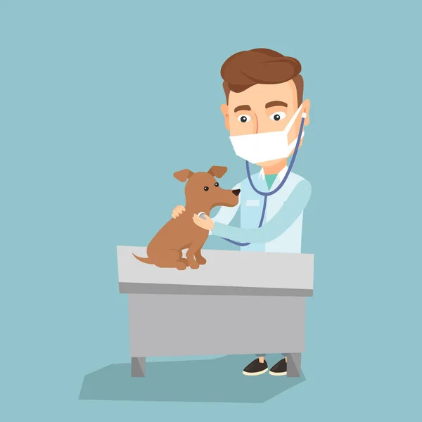 Veterinär undersöka hunden vektorillustration. — Stock vektor