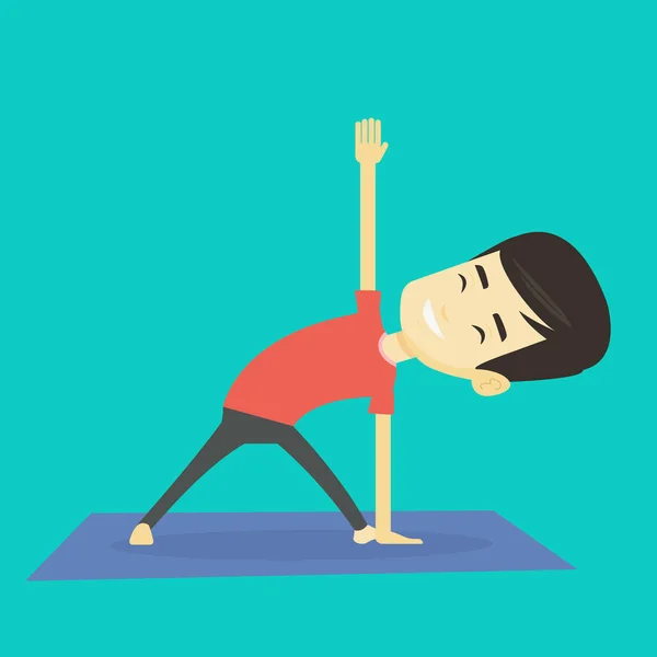 Mann praktiziert Yoga-Dreieck-Pose. — Stockvektor