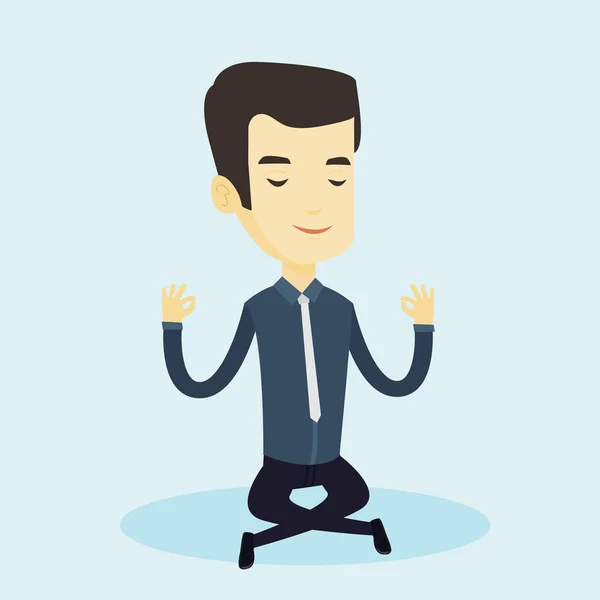 Hombre de negocios meditando en posición de loto . — Vector de stock